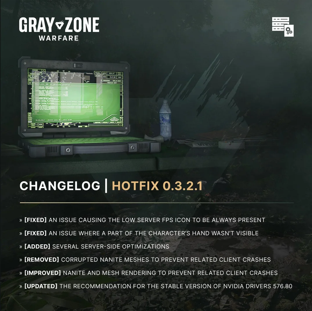 Gray Zone Warfare - Hotfix 0.3.2.1 Now Live