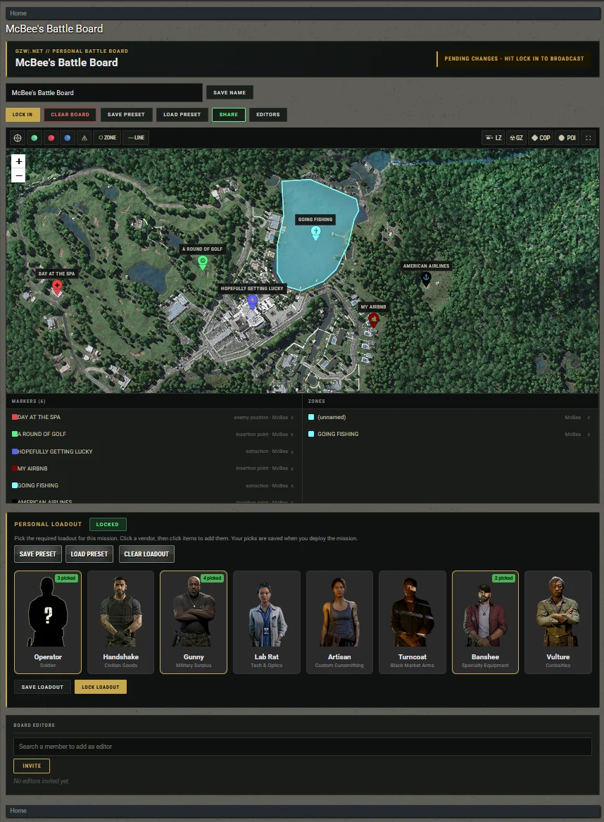 Personal Battle Boards & Loadouts Now Available